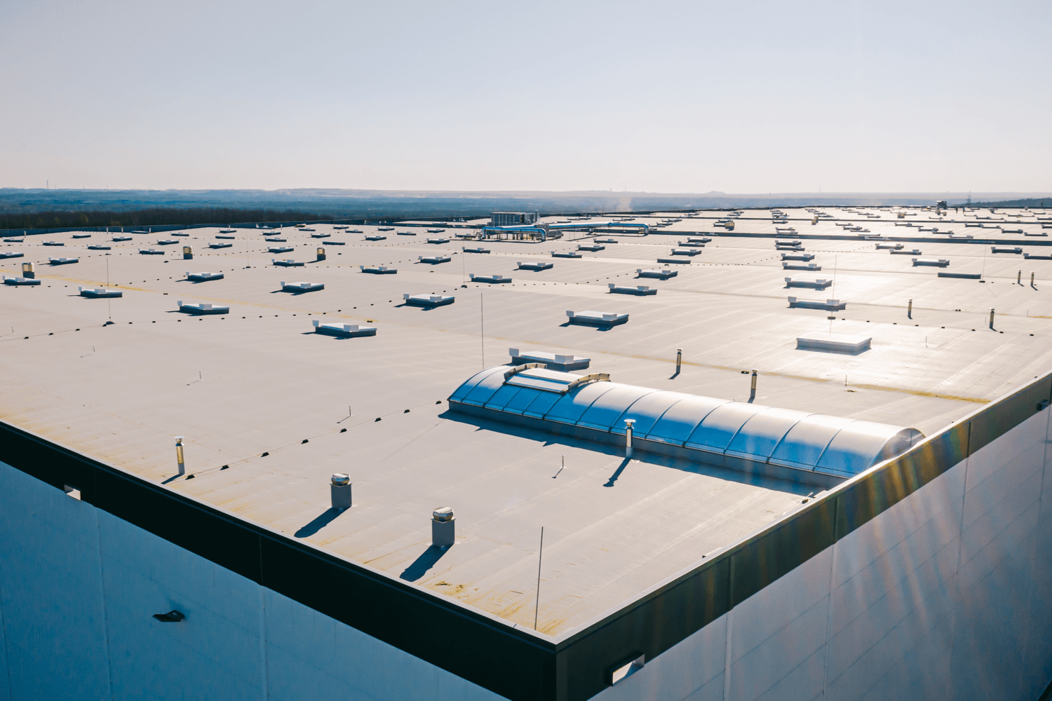 New Commercial roof installed on a large warehouse